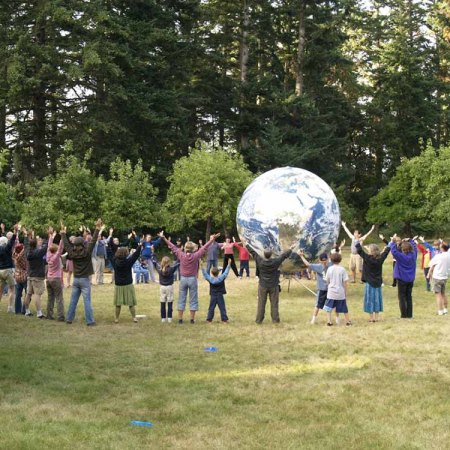 8' EarthBall, Family Camp, Indralaya, Orcas Island, WA