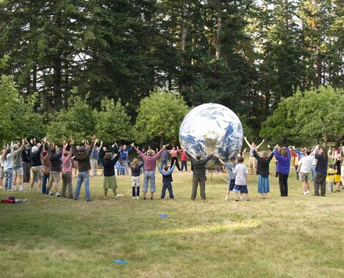 8' EarthBall, Family Camp, Indralaya, Orcas Island, WA