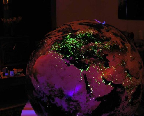 NiteGlow Cities Feature under Black (UV) Light Custom Globes