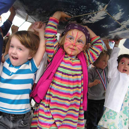 10' EarthBall, Fremont Solstice Parade, Seattle, WA 10' World Globe being carried by children in a parade