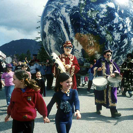 16' EarthBall, April Fools Day Parade, Orcas Island, WA 16' EarthBall in April Fools Day Parade