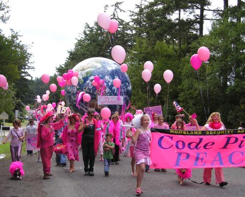 Code Pink For Peace, July 4th Giant Inflatable Globes Earthballs for rent as seen at Code Pink For Peace, July 4th