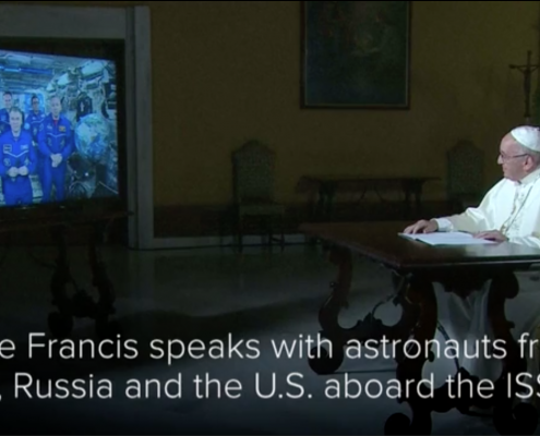 The Pope and the EarthBall Inflatable Globe Earthball on the International Space Station ISS and the Pope