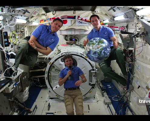 Expedition Unknown Travel Channel - Expedition Unknown: Hunt for Extraterrestrials, Season 1, Episode1 - aboard the ISS Earthball inflatable globe